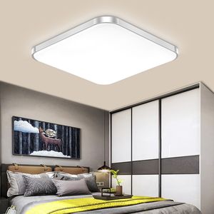 Luces de techo LED modernas Marco de aluminio plateado Pantalla súper acrílica 12W24W36W Dormitorio Pasillo Balcón Lámpara de techo Decoración para el hogar