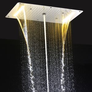 Cabezal de ducha de techo LED moderno, grifos de cascada de lluvia de masaje integrados, accesorios de baño, Panel de baño grande de 700x380mm