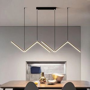 Pendentif LED moderne Light Gold / Black Long Line Pendant Light for Restaurant Study Kitchen Office Coffee Home Decoration Luxury