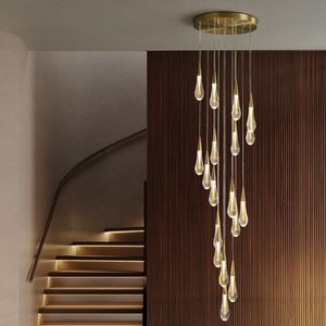 Moderne LED escalier lustre salon villa duplex bâtiment rotatif escalier lustre éclairage intérieur 110V 220V