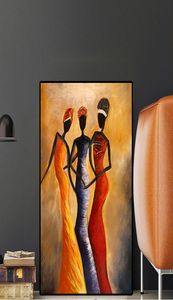 Estilo minimalista moderno Vintage mujer africana retrato pintura al óleo arte de la pared imágenes pintura arte de la pared para la sala de estar decoración del hogar 4110346