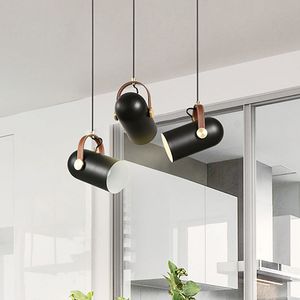 Lámparas colgantes de cuero minimalista moderno E27 Sala de estar Comedor Estudio de dormitorio Camandel decorativo de hierro forjado