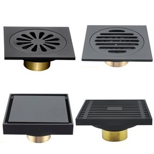 Modern Pure Black Invisible Shower Floor Drain /Bathroom Balcony Use Brass Material Rapid Drainage Tile Insert Square Drains