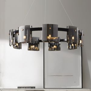 Moderne rond luxe noir verre pendentif LED lumière salon lustres décoratifs luminaire LED G9 ampoule cuisine éclairage
