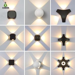 Aplique moderno de luz hacia arriba y hacia abajo, lámpara de pared interior Led IP65, luces de pared de jardín, decoración de iluminación exterior para balcón, pasillo, puerta delantera