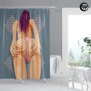 Moderne rideau de douche 3D belle nue Sexy cul étanche salle de bain accessoires ensembles décor à la maison décorations 220429