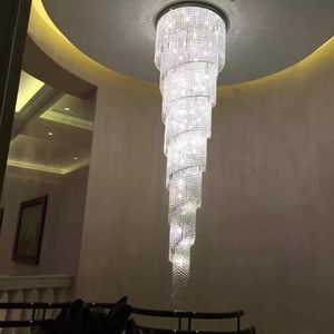 Luces de techo de cristal modernas Lámpara de araña de estilo americano Lustres de cristal largos para hotel Escalera Vestíbulo Sala de estar Luminaria Iluminación interior