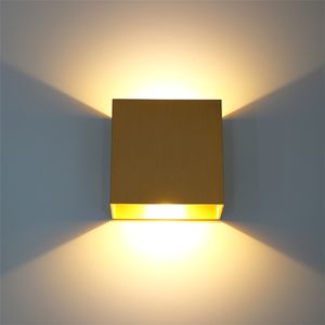 Lámpara LED de pared interior cuadrada moderna de 6W y 12W, candelabro de aluminio para iluminación del hogar, dormitorio, sala de estar, pasillo, luz decorativa para pared, AC85-265V