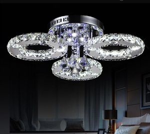 Lustres ustre en acier inoxydable modernes lampes de salon brèves led k9 lustres en cercle de cristal luminaire MYY
