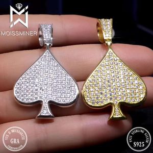 Collier de pendentif à la baise de poker Moissanite pour hommes Sier réel diamant glacé des colliers femmes bijoux de bijoux