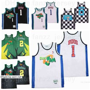 Moive Space Jam Tune Squad Looney 2 Daffy Duck Jersey Hommes 1 Bugs Bunny Basketball Noir Blanc Vert Équipe Couleur Respirant HipHop Pour Les Amateurs De Sport Haut