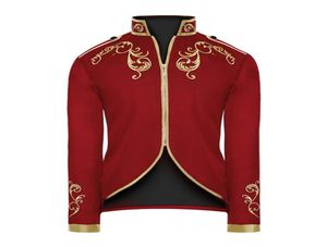 Monerffi Prince Fashion Gold broderie Blazer for Men Medieval Slim Fit Suit Veste Collier Zipper Couet Colon