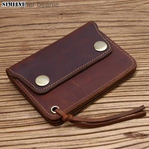 Money Clips 100% Genuine Leather Wallet For Men Male Brand Vintage Handmade Short Small Men's Purse Card Holder With Zipper Coin Pocket BagL231117