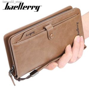 Money Clips 2019 Baellerry Men Long Fashion Wallets Desigh Zipper Card Holder Leather Purse Solid Coin Pocket High Quality Male Purse Q230921