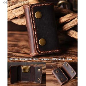 Money Clips FANCODI Handmade Vintage Genuine Leather Key Holder Men keyChain Cover Leather Key Wallet Men key case bag Women Key OrganizerL231117