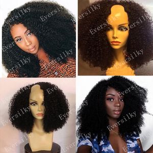 Mongolian Afro Kinky Curly V Part pelucas 4b 4c Remy 100% cabello humano para mujeres negras 250 densidad en forma de U máquina completa sin pegamento 30 '