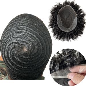 Mongolie vierge à cheveux humain vierge Pointe à cheveux 8 mm # 1B 8x10 Q6 Toupee Toupee Front Swiss Lace Unit for Black Men