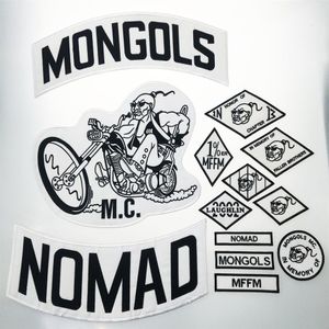 MONGOLS NOMAD MC Biker Vest Patchs de broderie 1% MFFM IN Memory Iron sur le dos complet de la veste Motorcyle Patch2225