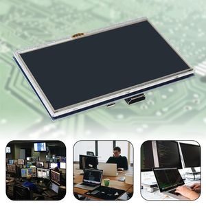 Moniteurs Module d'écran tactile LCD de 5 pouces pour Raspberry PI 4B / 3B 800 x 480 HD Affichage de rétroéclairage réglable Affichage MINI MINI PC Moniteur