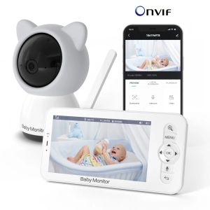 Monitores de 5 pulgadas Wireles monitor de bebé Babyphone Onvif Security Video Camera Bebe Nanny Vox HD Night Ptz Cuermo Temperatura Humedad