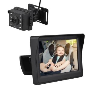 Monitores Cámara de monitor de 720p Monitor de 720p para el asiento trasero del bebé de 4.3 pulgadas Mirador de asiento del asiento del automóvil 150 ° Visión nocturna Visión nocturna