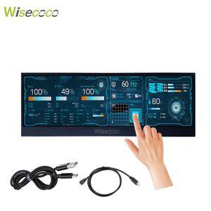 Moniteurs Wisecoco 14 pouces 3840 * 1100 4K Monitor portable Touch Ultrawide AIDA64 Affichage LCD pour ordinateur portable PC Dual Raspberry Pi Win7 8 10