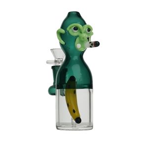 Recycleur à tête de singe en verre Bong Recycler Fumer Pipe d'eau DAB RIGNE 16 cm Hauteur avec joint de 14 mm