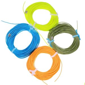 Lignes de monofilament Lignes intermédiaires / fulgus de pêche à la mouche à coulures Intermédiaire Bleu avant / vert / orange / jaune Couleur 100 pieds 28wt Drop Livraison DH46G