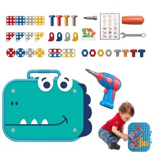 Montessori bébé jouets outil de Construction ensemble de jouets avec jouet perceuse électronique et boîte à outils Montessori jouets éducatifs pour enfants 231225