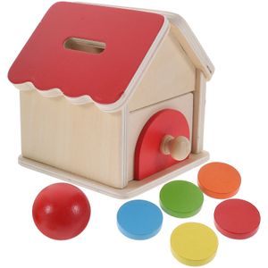 Casa de objetos Montessori, cajón con bola, caja de monedas de madera, juguetes sensoriales para niños, aprendizaje educativo para bebés 240131