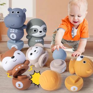 Bloques de silicona Montessori para bebés Niña 0 12 meses Forma de color de bebé suave Bloques de cubos Apilamiento de juguetes Juegos para niños 1 año 231225