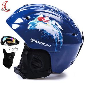 Moon CE Certification PCEPS Adult Ski Helmet Men Women Skating Skateboard Helmet Snow Sports Snowboard Helmets with Goggles 231227