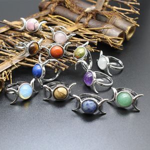 Anillos de piedra de cuarzo rosa de la diosa de la luna, anillos de dedo de howlitas turquesas a la moda para mujer, joyería, regalo de fiesta