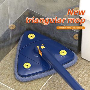 Mops Triangle Mop 360° Rotatable Twist Squeeze Wringing Adjustable Water Absorption Telescopic Ceiling Wall Deep Cleaning 230711