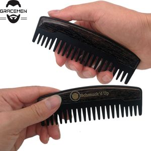 MOQ 100 Uds para Amazon Preminum logotipo personalizado peine para el cabello dientes anchos mango de madera de Metal herramienta de aseo para gentelmen no estática