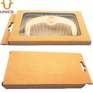 MOQ 100pcs Votre LOGO Personnalisé Cheveux Barbe Peigne En Bois pour Hommes Femmes Anti Statique Pêche En Bois Barber Shop Supply avec Retail Case