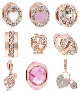 Envío gratis MOQ 20pcs Rose Gold Love Heart Tree Tree Hanging Bead Charms Fit Original Bracelet Jewelry Diy J02371777109