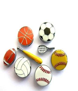 Más opciones 100 piezas / lote Pelotas deportivas 8 mm Encantos deslizantes Softbol Béisbol Baloncesto Fútbol Fútbol Apto para pulseras con collar para mascotas J9918640