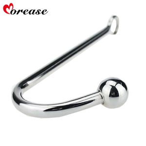 Morease Single Ball Metal Anal Hook Butt Plug Dilatador Acero inoxidable Anal Masajeador de Próstata juguete sexual para hombre y mujer D18111502