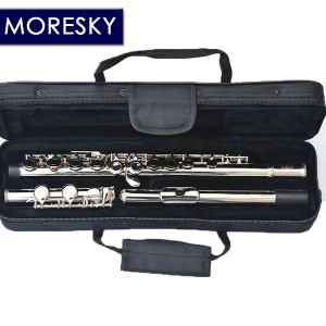 MORESKY 16/17 Close/Open Holes C Key Flute Instrument Cupronickel Nickel/Silver Plated Concert Flute with E key