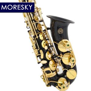 MORESKY Saxofón Alto Negro E-Flat Eb Llaves Doradas Con Estuche Instrumento Musical MAS-102