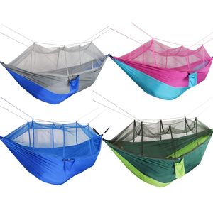 Moustiquaire Hamac 12 Couleurs 260 * 140 cm Extérieur Parachute Tissu Champ Camping Tente Jardin Camping Balançoire Lit Suspendu C6235