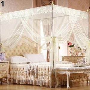 Moustiquaire Romantique Princesse Dentelle Canopy No Frame pour Twin Full Queen King Bed Couvre-lit Rideau Pour Bébé Enfants Lecture Jouer 230227