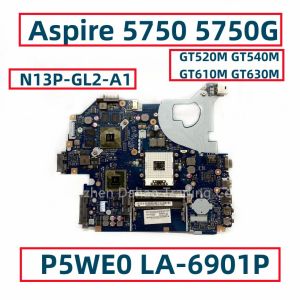 Carte mère P5we0 LA6901P pour Acer Aspire 5750 5750G Branche d'ordinateur portable avec GT520M GT540M GT610M GT630M GPU