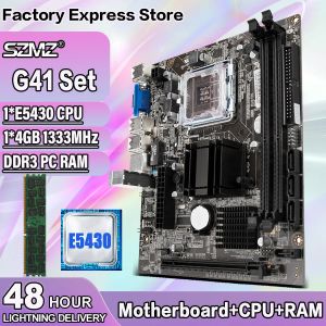 Cartes mères G41 Socket de carte mère LGA 775 771 Kit avec Xeon E5430 CPU et 4GB DDR3 RAM Intel G41 Chipset Desktop Motherboard SATA2.0 VGA