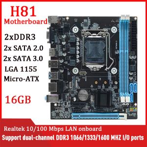 Placas base H81 placa base 16 GB I/O Interfaz Microatx LGA1150 PC Board Support SATA 3.0 2.0 PCI Express X16 X1 M.2 NVME/NGFF Slot