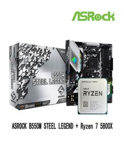 Placas base Ryzen 7 5800X R7 CPU ASROCK B550M STEEL LEGEND Juego de placa base Socket AM4 pero sin refrigerador Placas base 1627409