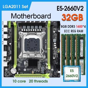 Cartes mères x79ga Kit de carte mère d'assistant de bureau XEON E5 2660 V2 CPU LGA2011 et 4 * 8 Go = 32 Go 1600MHz DDR3 Recc Set Memory
