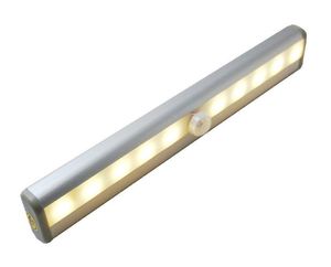 Lumières de placard de capteur de mouvement, sans fil sous l'éclairage de l'armoire, collez-vous de n'importe où Batterie sans fil à 10 LED Night Light Bar r