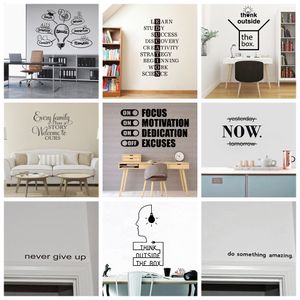 Autocollants motivants citations vinyle autocollant Mural pour bureau chambre décoration autocollants Mural papier peint salon anglais autocollants